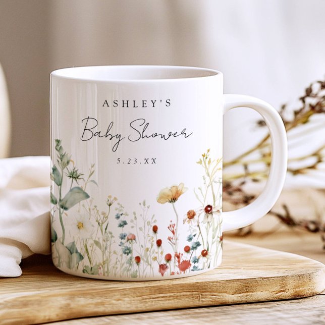 Summer Wildflower Field Baby Shower Favor Coffee Mug (Creator Uploaded)