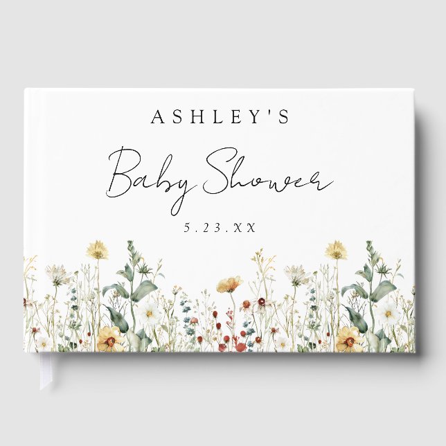 Summer Wildflower Field Baby Shower Guest Book (Front)