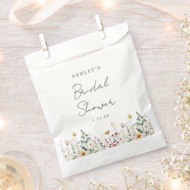 Summer Wildflower Field Bridal Shower Favor Bag (Clipped)