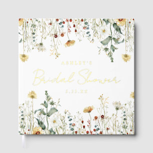Summer Wildflower Field Bridal Shower Foil Guest Book