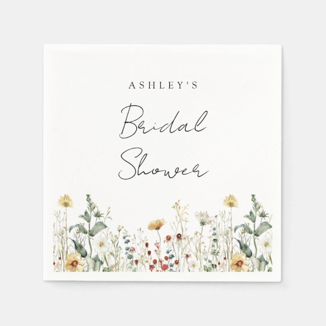 Summer Wildflower Field Bridal Shower Napkins (Front)