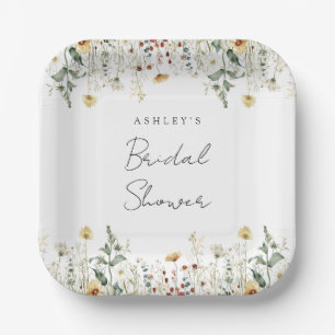 Summer Wildflower Field Bridal Shower Paper Plates