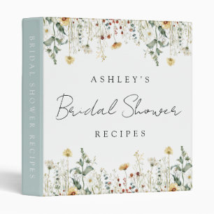 Summer Wildflower Field Bridal Shower Recipe 3 Ring Binder