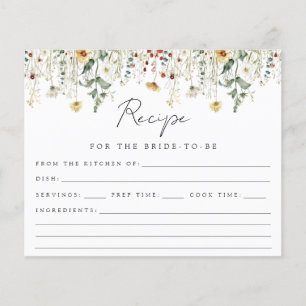 Summer Wildflower Field Bridal Shower Recipe Card