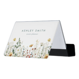Summer Wildflower Field Desk Business Card Holder
