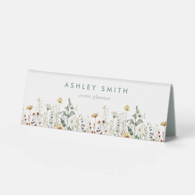 Summer Wildflower Field Desk Name Plate Table Tent (Front)