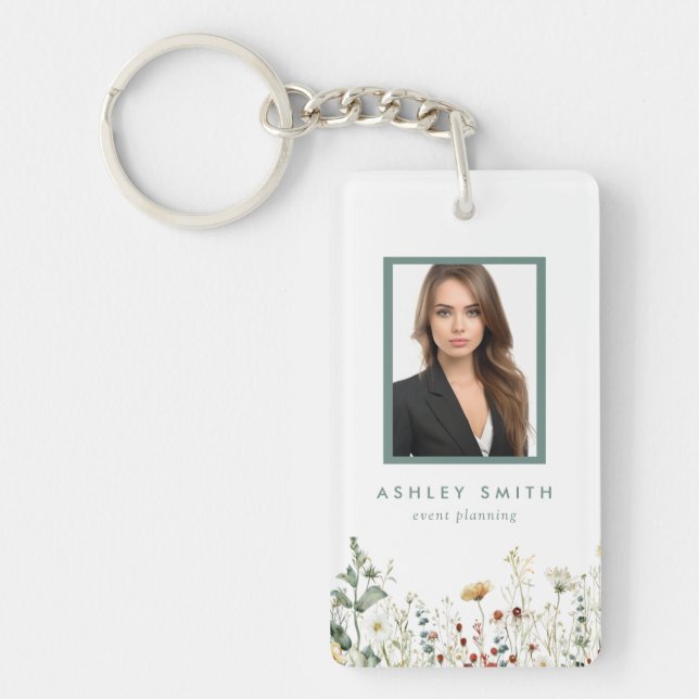Summer Wildflower Field Employee ID Keychain (Front)