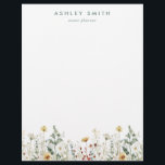 Summer Wildflower Field Letterhead<br><div class="desc">This design features a watercolor border of wildflowers in shades of red,  gold,  green,  and blue. Personalize with your name and business information.</div>