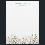 Summer Wildflower Field Letterhead<br><div class="desc">This design features a watercolor border of wildflowers in shades of red,  gold,  green,  and blue. Personalize with your name and business information.</div>