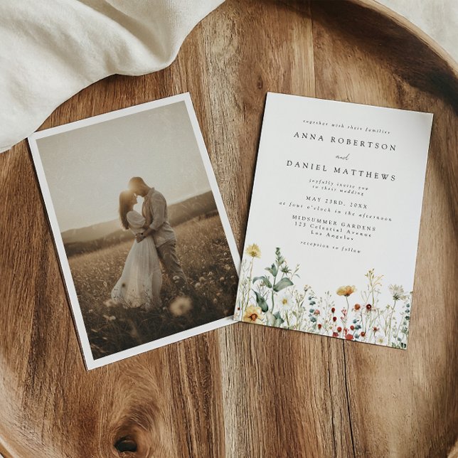Summer Wildflower Field Photo Wedding Invitation (Creator Uploaded)