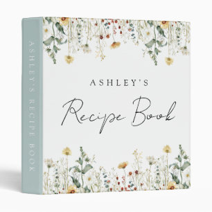 Summer Wildflower Field Recipe Book 3 Ring Binder