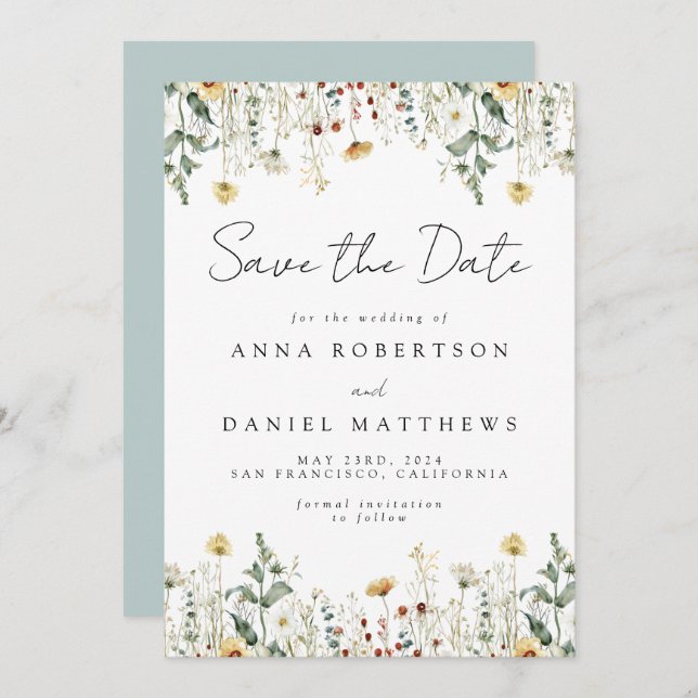Summer Wildflower Field Save The Date (Front/Back)