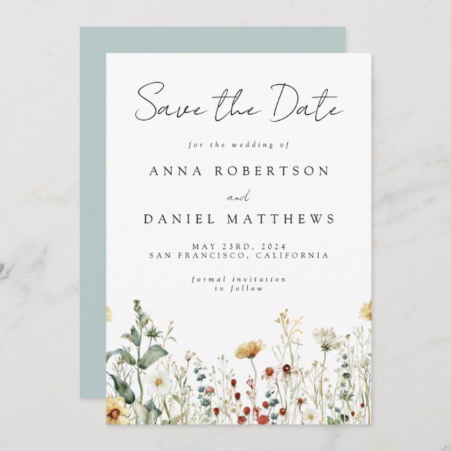 Summer Wildflower Field Save The Date (Front/Back)