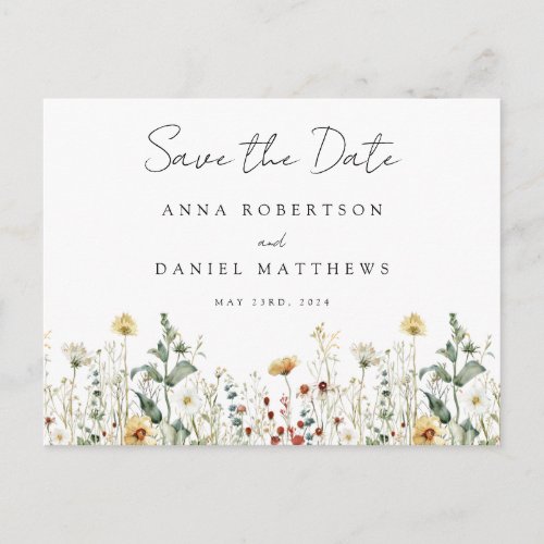 Summer Wildflower Field Save the Date Postcard