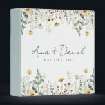 Summer Wildflower Field Wedding 3 Ring Binder<br><div class="desc">This design features a watercolor border of wildflowers in shades of gold,  red,  blue,  and green. Perfect for spring and summer weddings.</div>