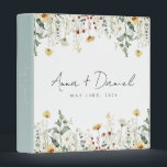 Summer Wildflower Field Wedding 3 Ring Binder<br><div class="desc">This design features a watercolor border of wildflowers in shades of gold,  red,  blue,  and green. Perfect for spring and summer weddings.</div>