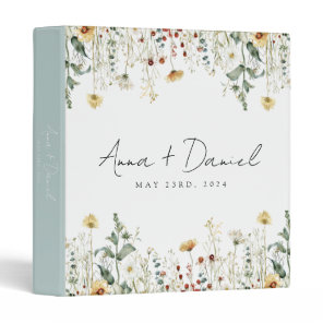Summer Wildflower Field Wedding 3 Ring Binder