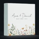 Summer Wildflower Field Wedding 3 Ring Binder<br><div class="desc">This design features a watercolor border of wildflowers in shades of gold,  red,  blue,  and green. Perfect for spring and summer weddings.</div>