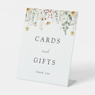 Summer Wildflower Field Wedding Cards and Gifts Pedestal Sign