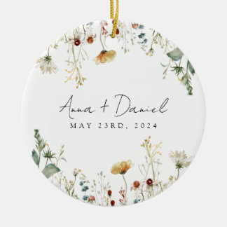 Summer Wildflower Field Wedding Ceramic Ornament