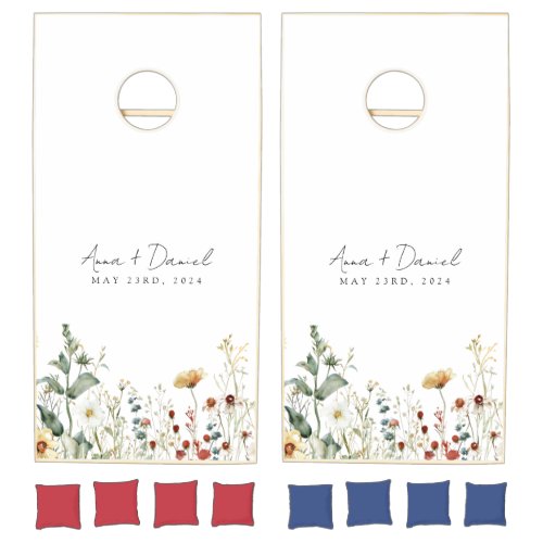 Summer Wildflower Field Wedding Cornhole Set