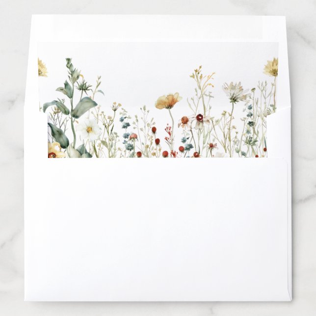 Summer Wildflower Field Wedding Envelope Liner (In Envelope)