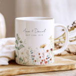 Summer Wildflower Field Wedding Favor Coffee Mug<br><div class="desc">This design is perfect for spring and summer weddings,  featuring a watercolor border of wildflowers in shades of red,  gold,  green,  and blue.</div>