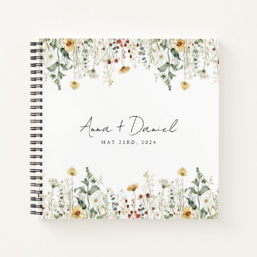 Summer Wildflower Field Wedding Guest Book