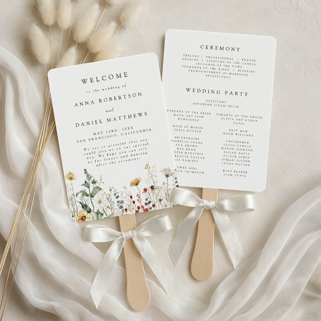Summer Wildflower Field Wedding Hand Fan (Creator Uploaded)