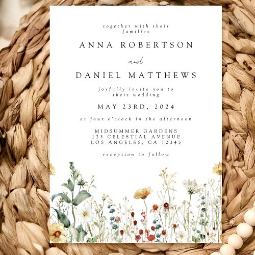 Summer Wildflower Field Wedding Invitation