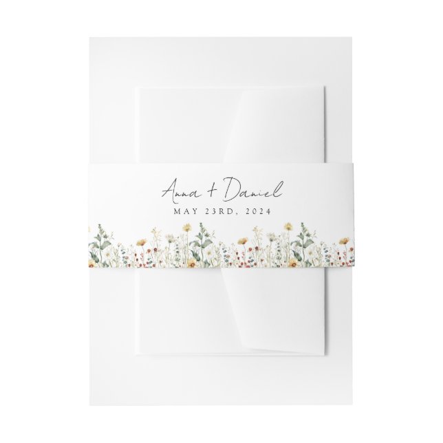 Summer Wildflower Field Wedding Invitation Belly Band (Front Example)