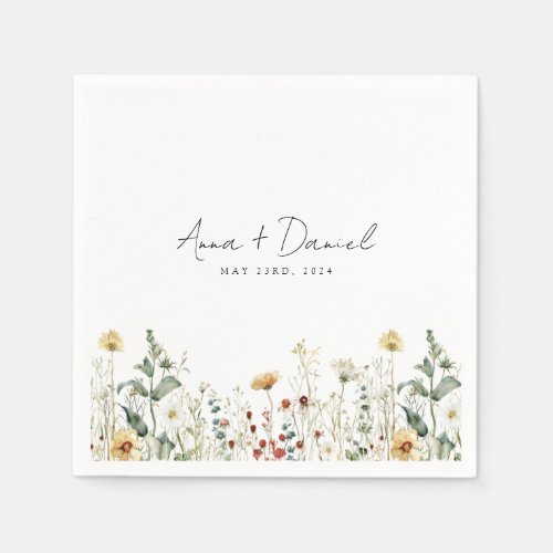 Summer Wildflower Field Wedding Napkins