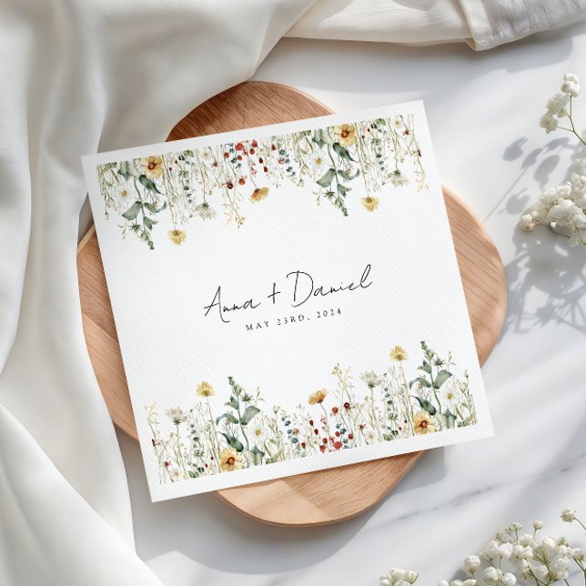 Summer Wildflower Field Wedding Napkins (Creator Uploaded)