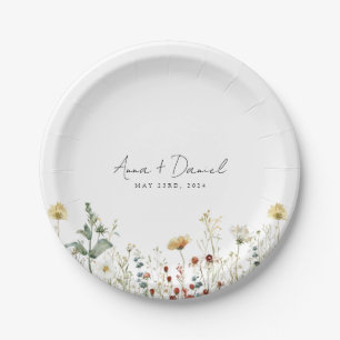 Summer Wildflower Field Wedding Paper Plates