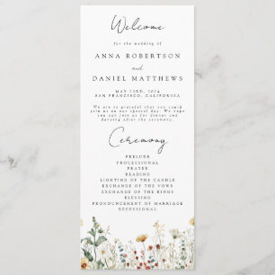 Summer Wildflower Field Wedding Program