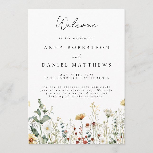 Summer Wildflower Field Wedding Program (Front)