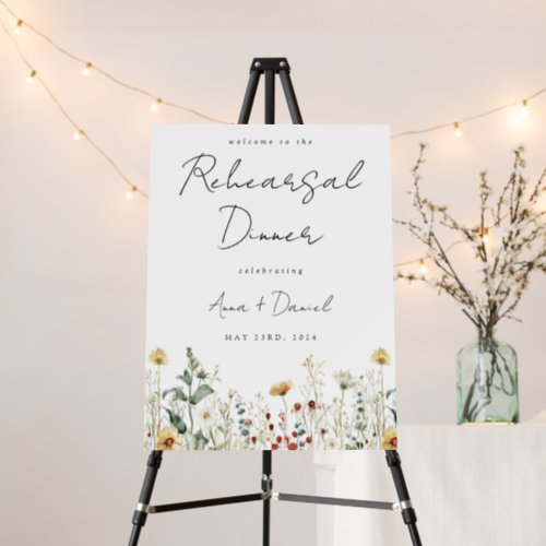 Summer Wildflower Field Wedding Rehearsal Dinner Foam Board