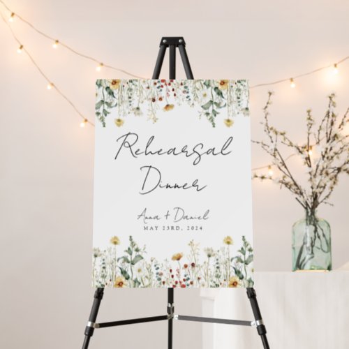 Summer Wildflower Field Wedding Rehearsal Dinner Foam Board