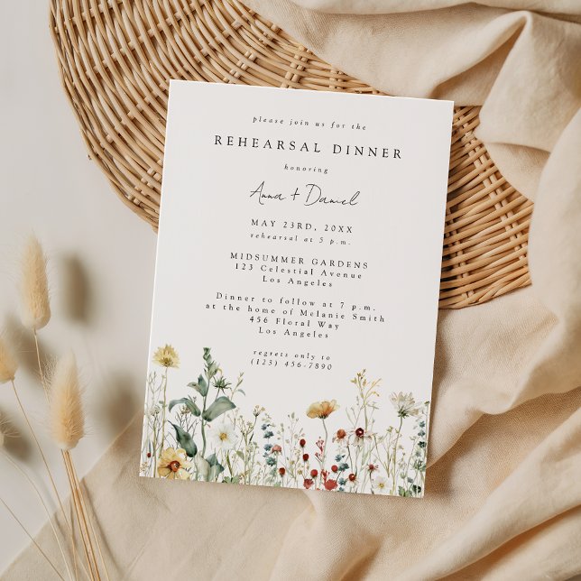 Summer Wildflower Field Wedding Rehearsal Dinner Invitation (Creator Uploaded)