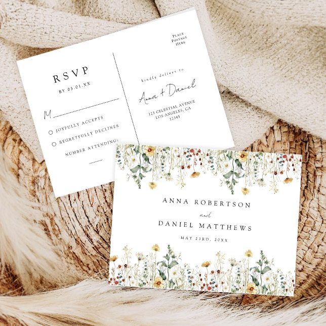 Summer Wildflower Field Wedding Response Postcard (Creator Uploaded)