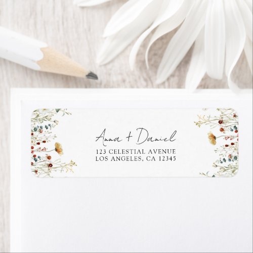 Summer Wildflower Field Wedding Return Address Label