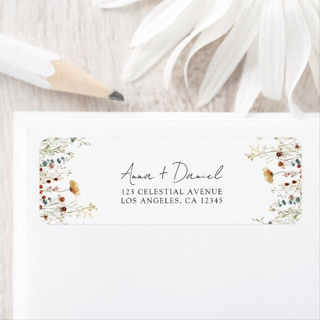 Summer Wildflower Field Wedding Return Address Label (Insitu)