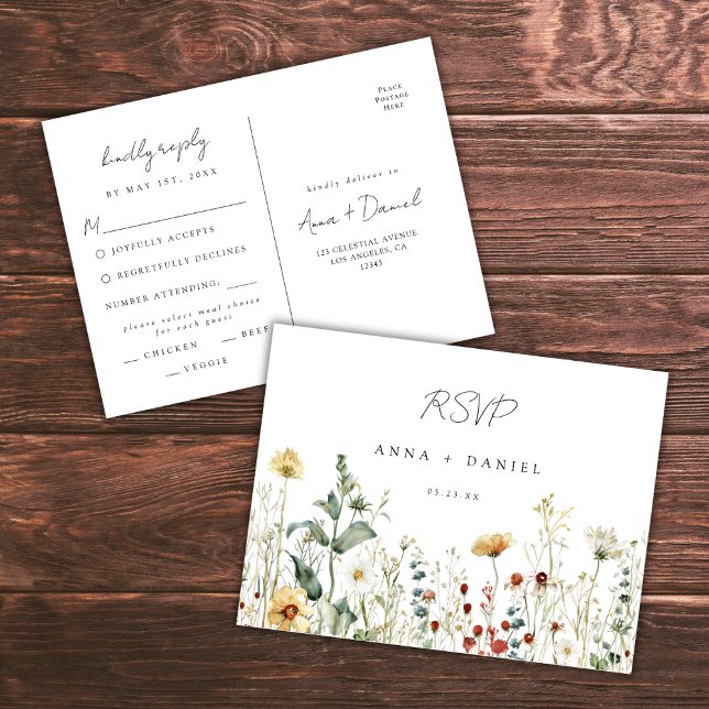 Summer Wildflower Field Wedding RSVP Postcard (Creator Uploaded)