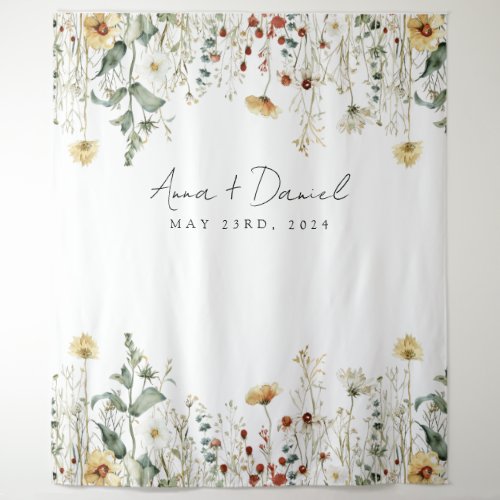 Summer Wildflower Field Wedding Tapestry