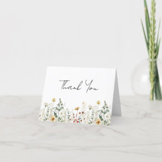 Summer Wildflower Field Wedding Thank You Card