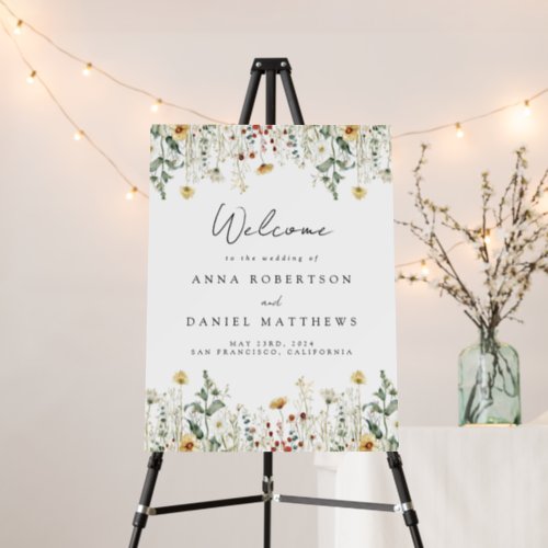 Summer Wildflower Field Wedding Welcome Foam Board