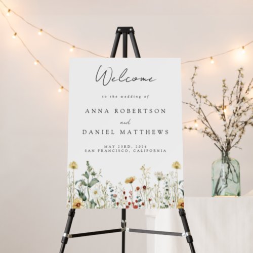 Summer Wildflower Field Wedding Welcome Foam Board