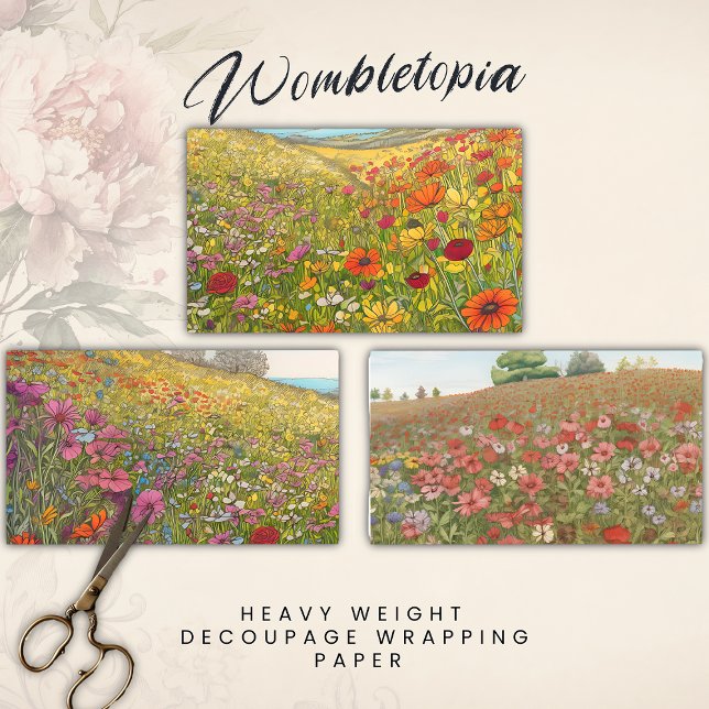 Summer Wildflower Fields | Heavyweight Decoupage  Wrapping Paper Sheets (Creator Uploaded)