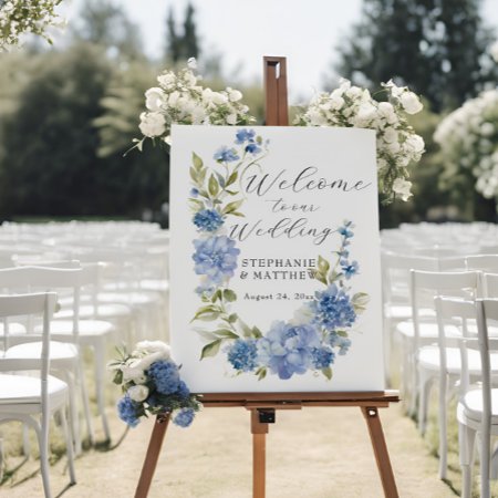 Summer Wildflower Floral Blue And White Wedding Foam Board