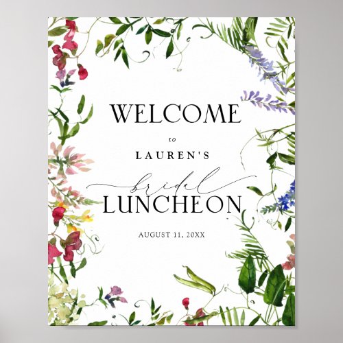 Summer Wildflower Floral Bridal Luncheon Welcome Poster